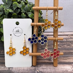 Boucles d&#39;oreilles pendantes avec charme en nid d&#39;abeille, hypoallergéniques légers, idée cadeau pour les amateurs d&#39;abeilles