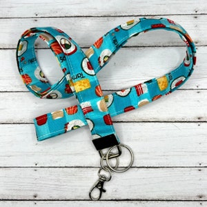 Handmade 20&quot; Fabric  Sushi / Nigiri / Tobiko  Lanyard Breakaway Keychain Keys Badge Holder