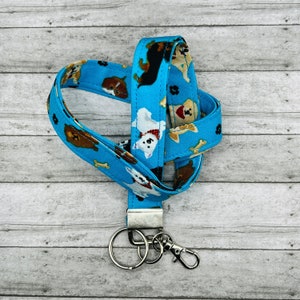 Handmade 20&quot; Dogs Dog Bones Puppy Print Animals Lanyard Breakaway Keychain Keys Badge Holder