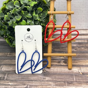 Big Bold Heart Valentine Lightweight Painted Earrings, Hypoallergenic, Valentine Gift