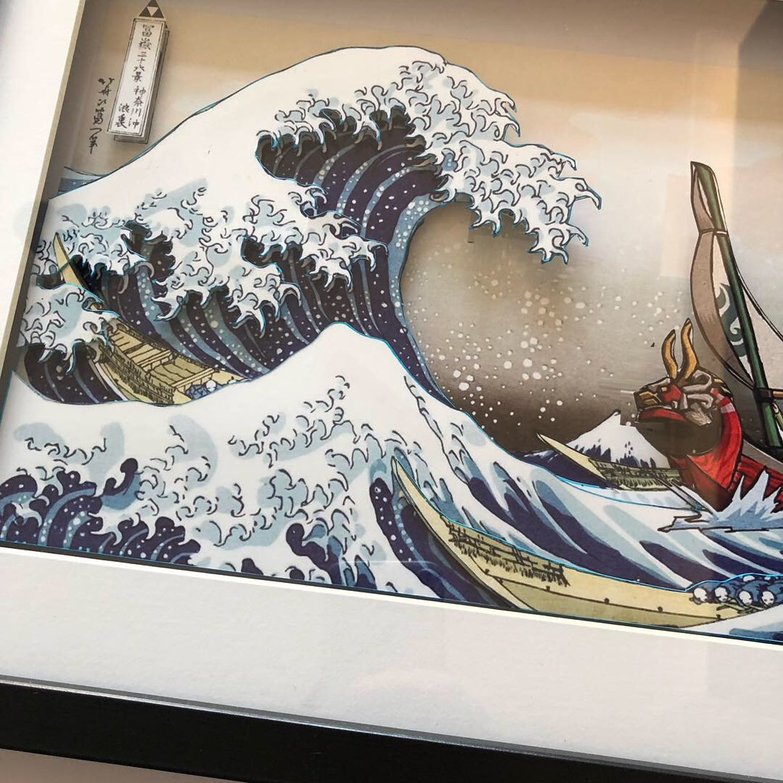 Legend of Zelda Great Wave off Kanagawa 3D Art shadow box Etsy