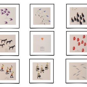 Vintage art prints set of 9 square animal wall art print 1904 cats dogs birds 8&quot;x8&quot; vintage printable, instant download, digital prints