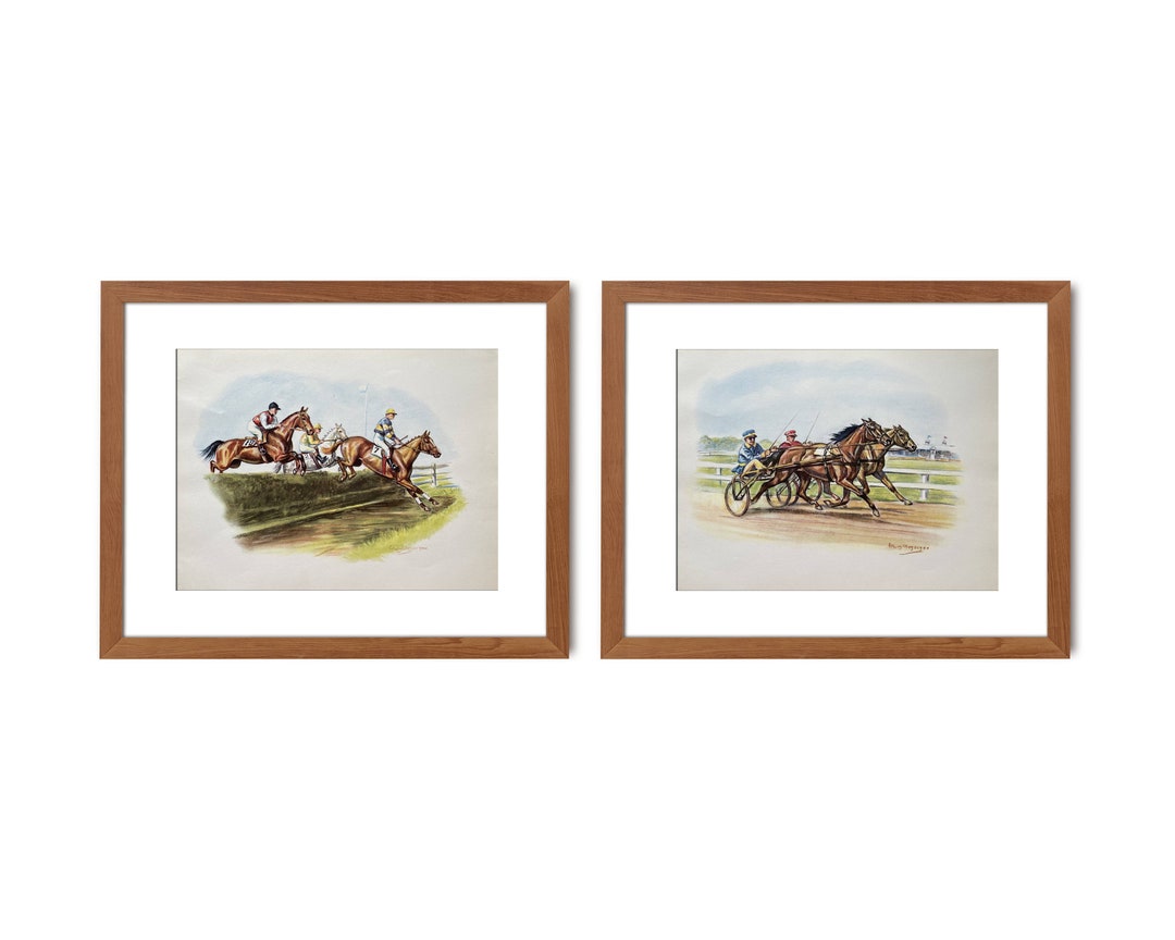 Original Vintage Horse Art Prints by Edwin Megargee in 1946 Set of 2