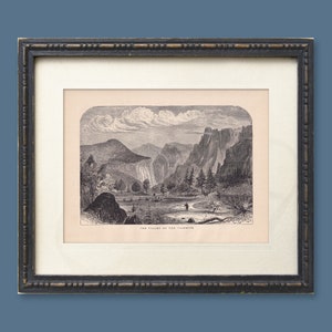 REPRODUCTIE 1883 Yosemite Valley, Californië vintage kunstafdrukken vintage gravure lithografie natuur landschap geschiedenis vintage print 12 x 9
