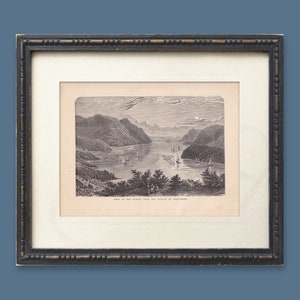 REPRODUKTION 1883 Hudson River West Point vintage kunstdrucke vintage stiche Lithographie natur landschaft geschichte vintage print 12x9