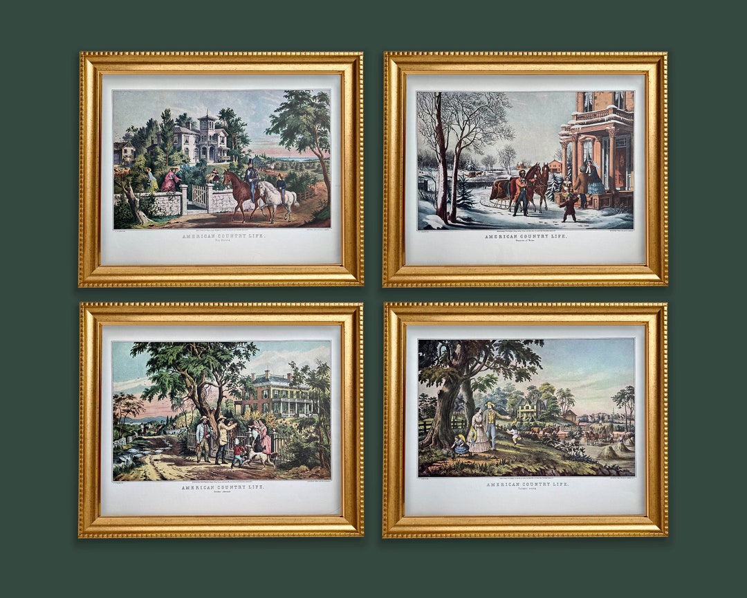 Set of 4 Original Vintage Prints American Country Life 1855 by Etsy