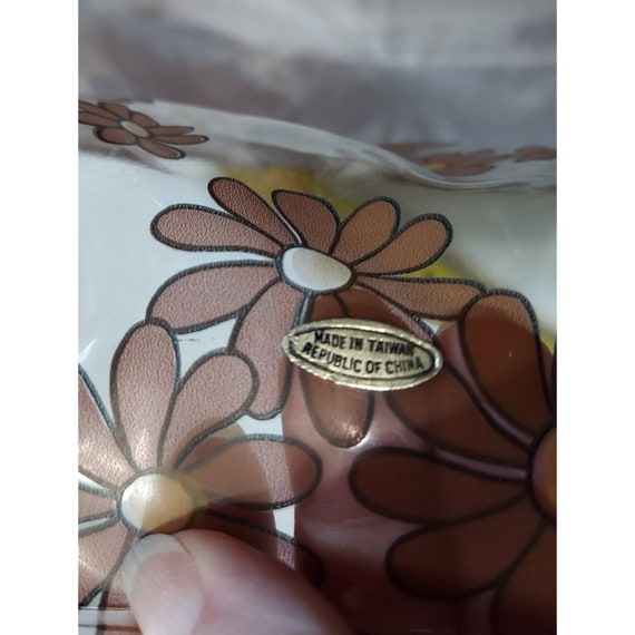 Vintage Clear plastic Brown Daisies Flowers Bag H… - image 9