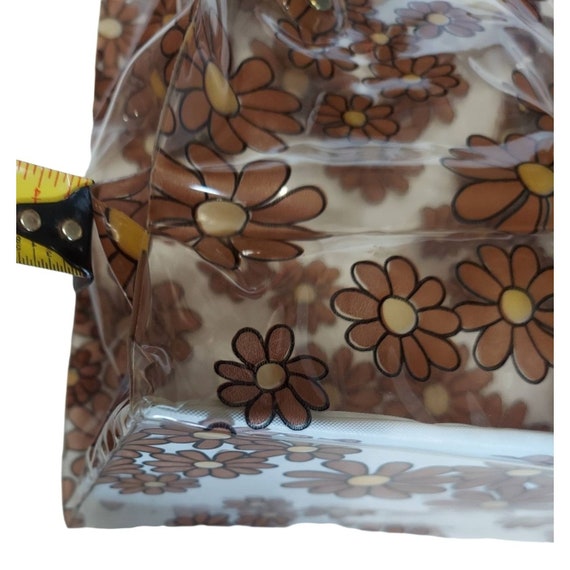 Vintage Clear plastic Brown Daisies Flowers Bag H… - image 5