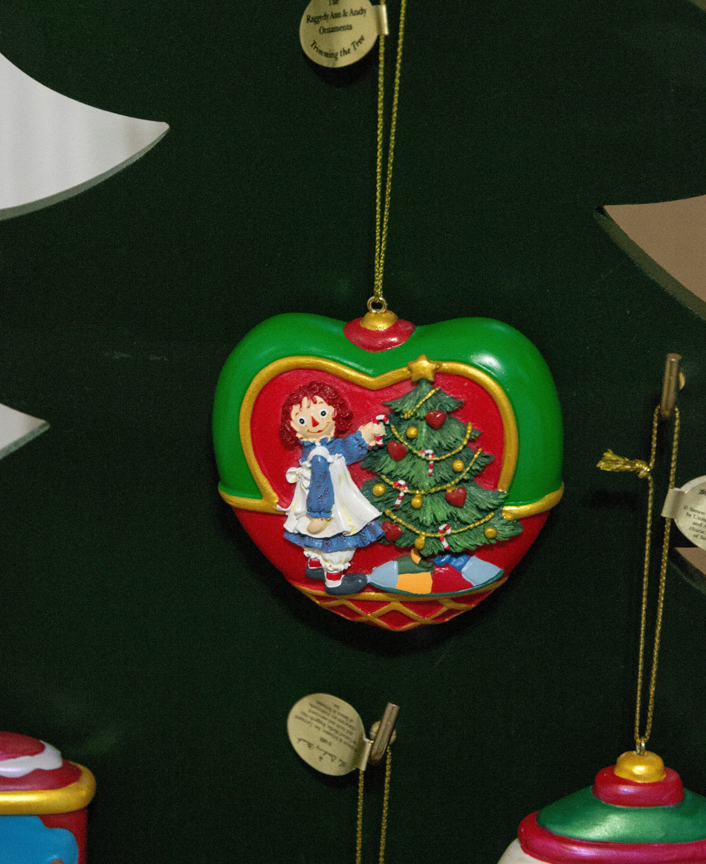 5 RAGGEDY ANN ANDY Christmas Ornaments Danbury Mint Holiday Tree Doll