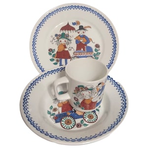 3 pc children&#39;s Dishes Bowl Plate Mug Cup Norwegian Turio Designs Stavangerflint