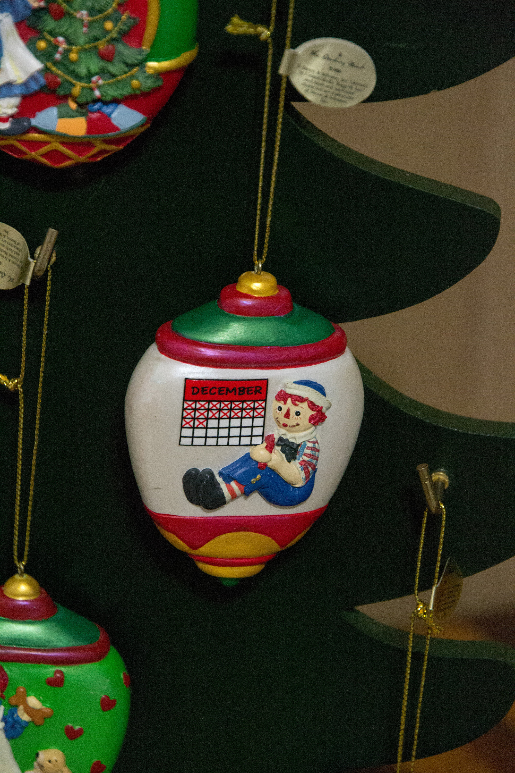 5 RAGGEDY ANN ANDY Christmas Ornaments Danbury Mint Holiday Tree Doll