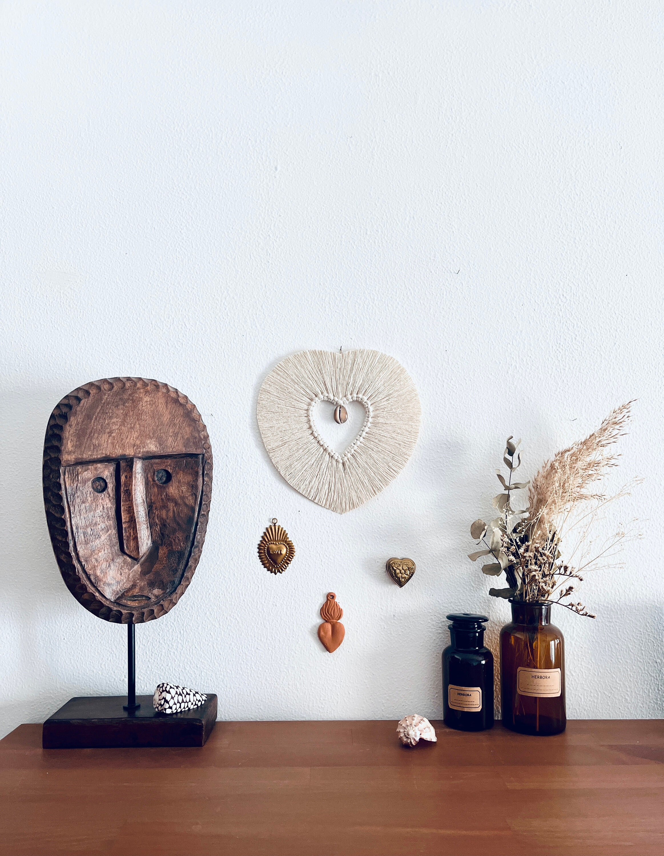 Décoration Murale Coeur en Corde Porcelaine