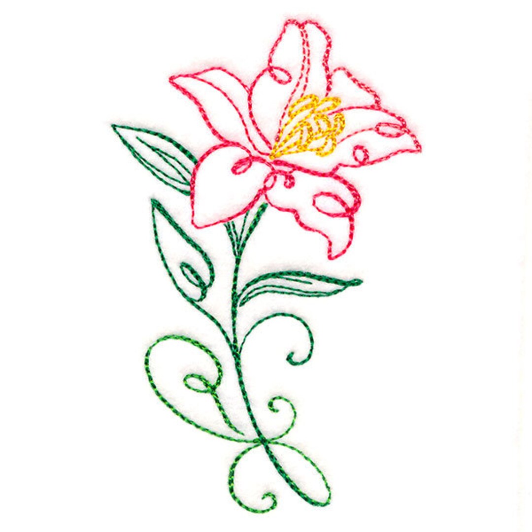 Floral Calligraphy Lily M29675 Embroidered Tea Towel Etsy