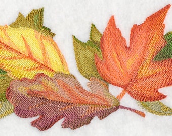 Autumn Leaves in Watercolor #L5544, Embroidered tea towel, Kitchen towel, Dish towel, Embroidered towel, hand towel, hostess gift