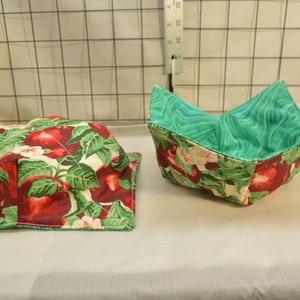 Microwave Bowl Cozy/Holder, #4 Apples, Soup Bowl Cozy, Soup Bowl Holder, Reversible Bowl Cozy