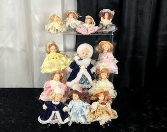 Vintage Porcelain String Doll Collection, 12