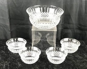 Elegante juego de cuencos para servir Crystal Diamond Point, patrón Ancenis de Cristal D'Arques Paris