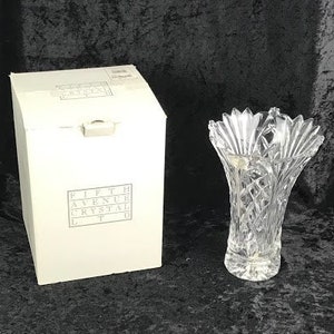 Fifth Avenue Kristall Vase in Original Box, Diamant / Fächerschliff