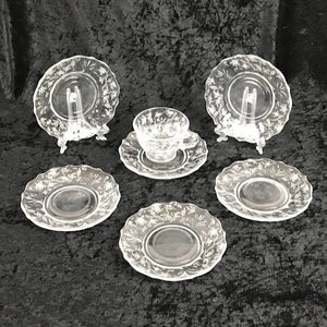 Fostoria Chinz Baroque Shape Tea Cup, Six Saucers / Small Plates