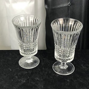 Juego de dos vasos raros para té helado con base de álamo temblón de Fostoria