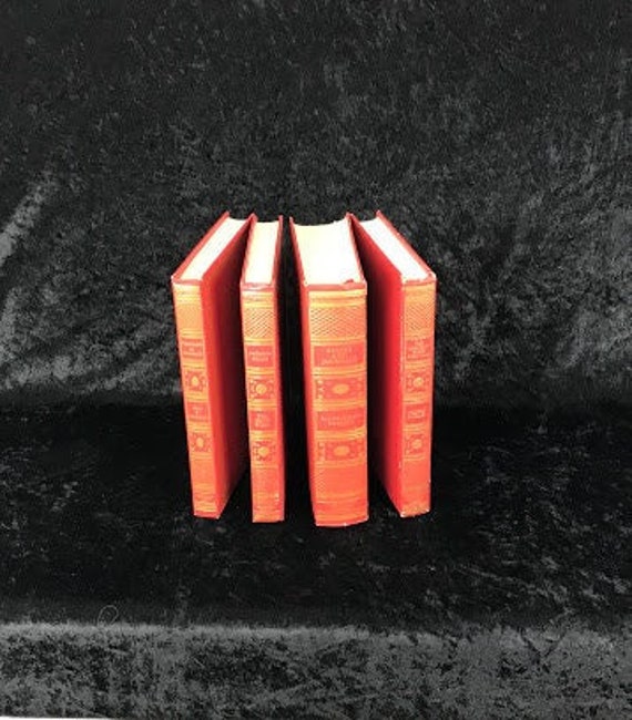 Vintage International Collectors Library Red Leather Books, Collection of Four