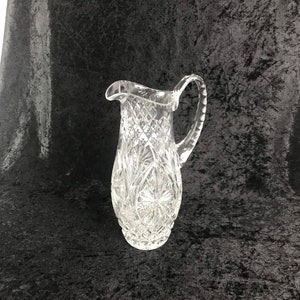 Vintage American Brilliant Cut Crystal Tall Pitcher, 12”