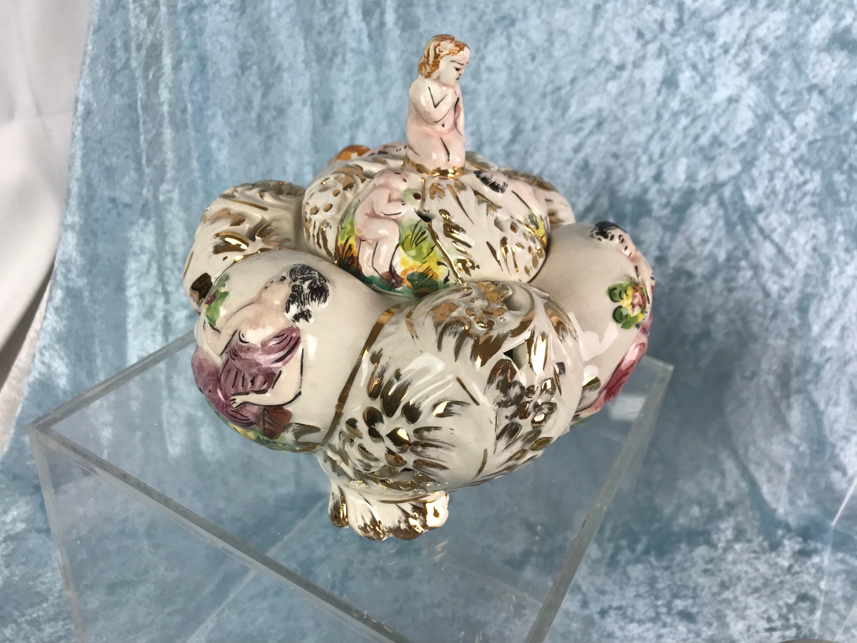 7pc Capodimonte Porcelain Collection: Cherubs, Dragons, Rococo