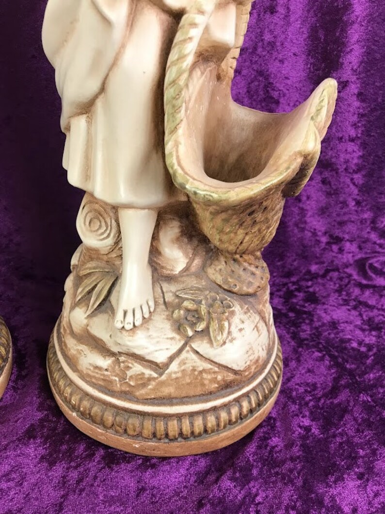 Vintage Marwal Chalkware Boy and Girl Statues Set of 2 Etsy