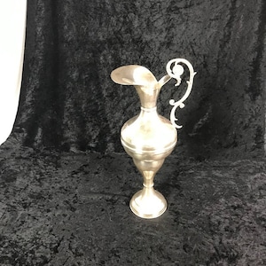Antique Victorian Silver Footed Claret Jug / Pitcher / Ewer With Ornate Filigree Handle