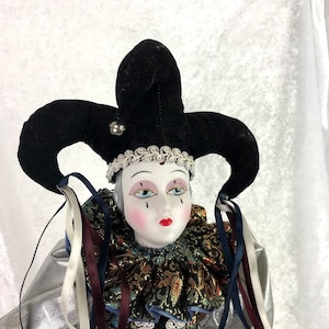 Vintage Dynasty Doll Collection &quot;Maxwell&quot; Porcelain Bisque Jester Harlequin Large 24” Inch Art Doll