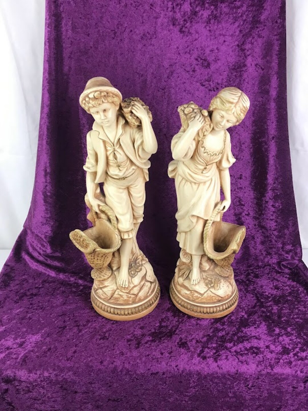 Vintage Marwal Chalkware Boy and Girl Statues Set of 2 Etsy
