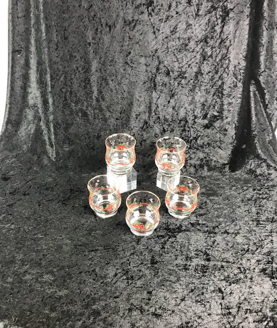 4 RARE Libbey Drinking Glass & Pitcher Winter Village Victorian Houses  Christmas