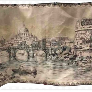 Rare Vintage Tapestry of the Venice&#39;s Grand Canal in Golden Hues, 67&quot; x 48&quot;