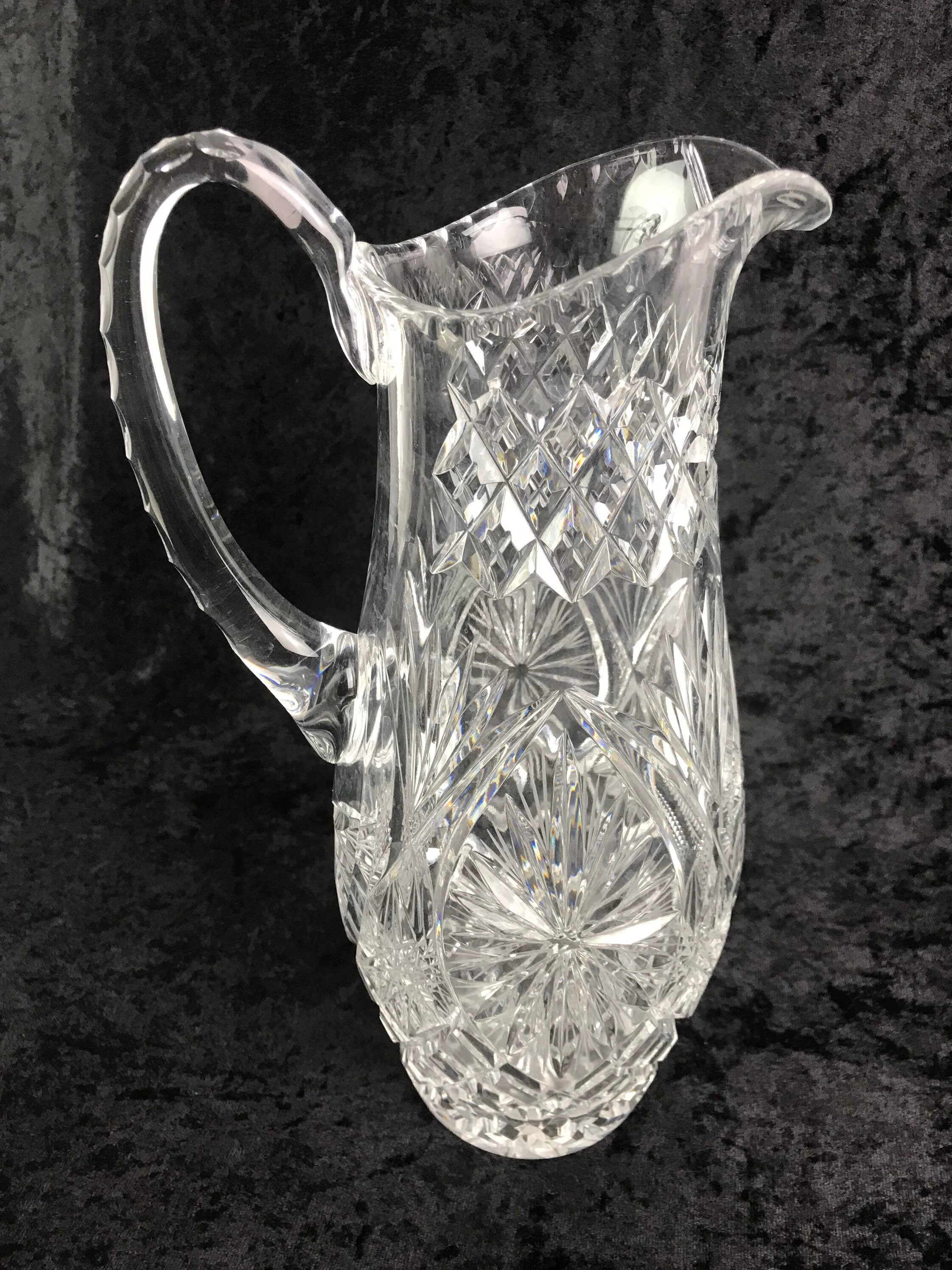 Amf Pitcher Vintage American Brilliant Cut Crystal Tall Pitcher, 12” - Etsy