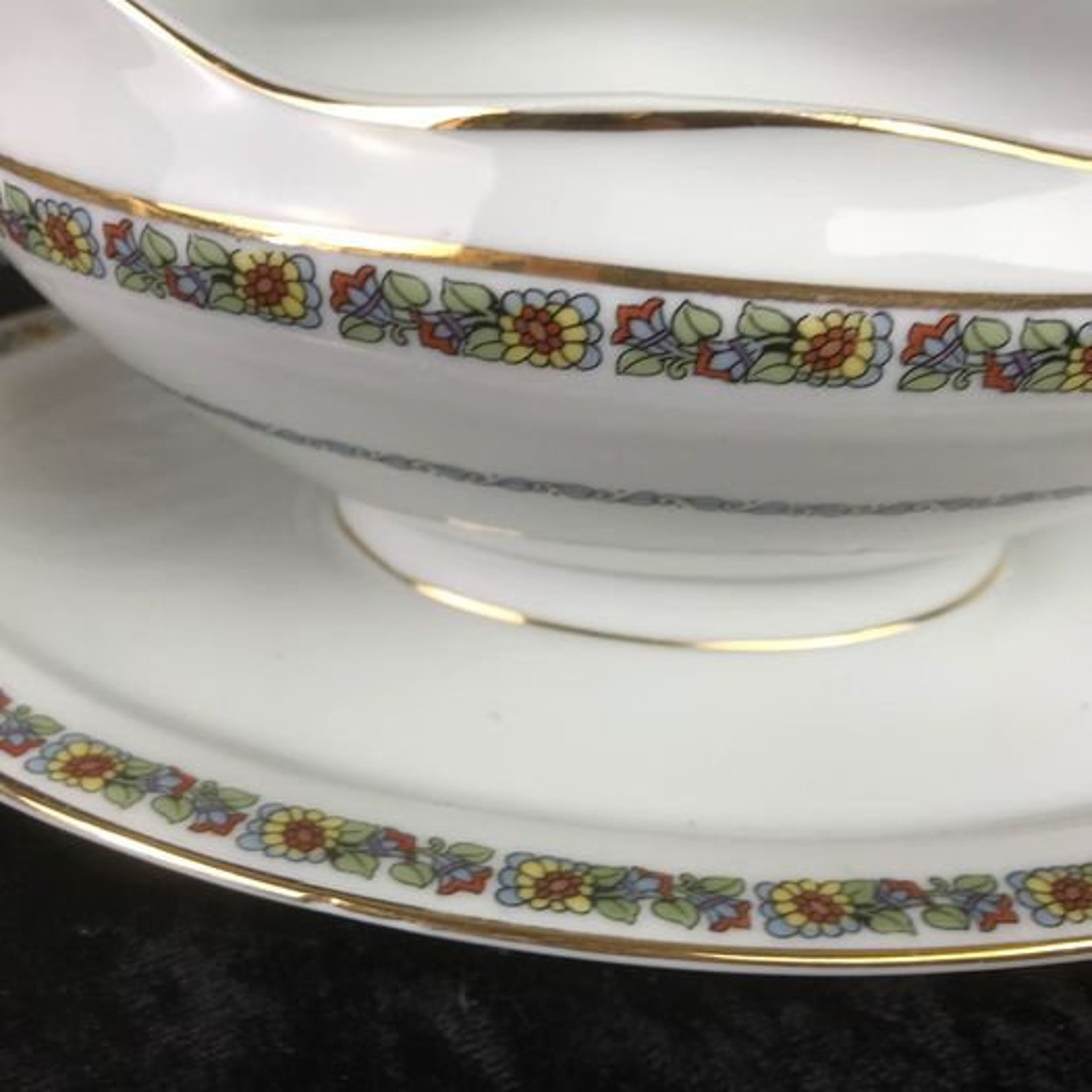 Vintage Bavarian Floral/ivy With Gold Rim Dinnerware Set H&C Etsy