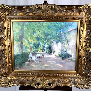 Garden Scene &#39;Artist&#39;s Wife in Their Garden&#39; Painting by Impressionalist Paul Leon Frequenez
