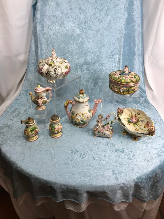 7pc Capodimonte Italian Porcelain Collection Cherubs and Dragons