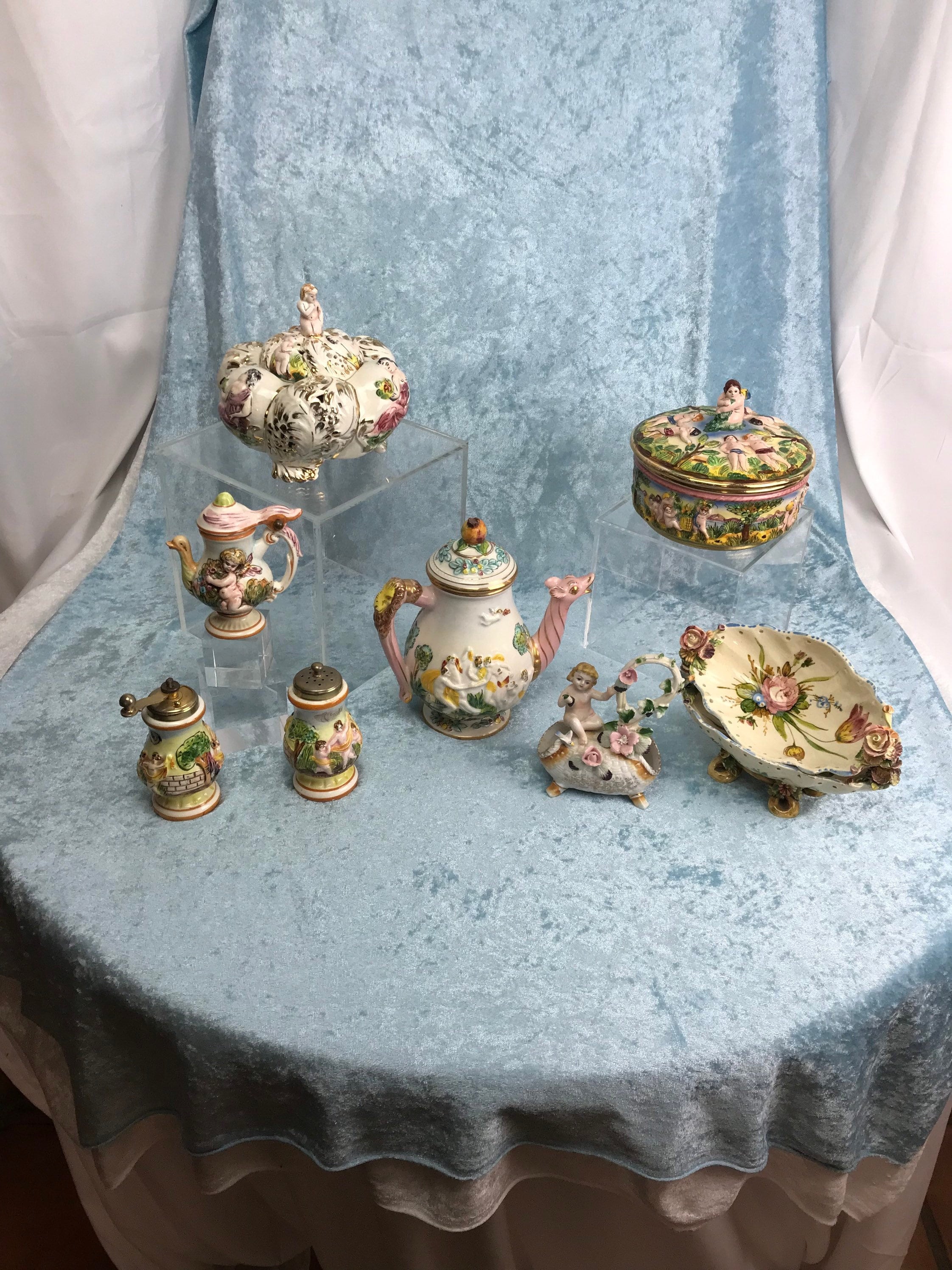 カポディモンテCapodimonte 7pc Capodimonte Italian Porcelain Collection Cherubs and Dragons