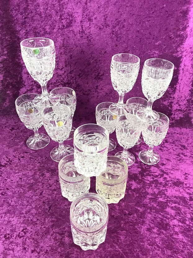Zajecar Handcut Lead Crystal 'action' Stemware Etsy