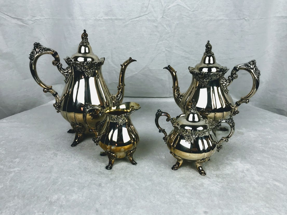 Vintage Baroque Silverplate Tea/Coffee Set from Wallace Etsy