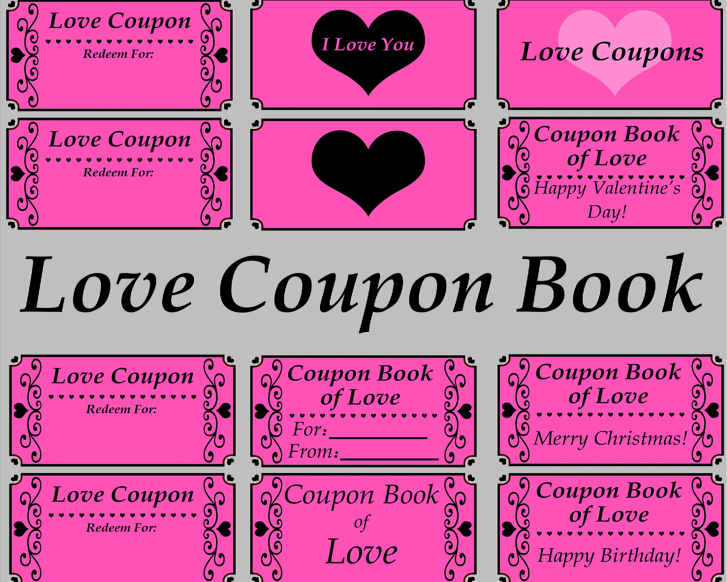 Drawing Illustration I Love U Coupons Customize Yourself Art 