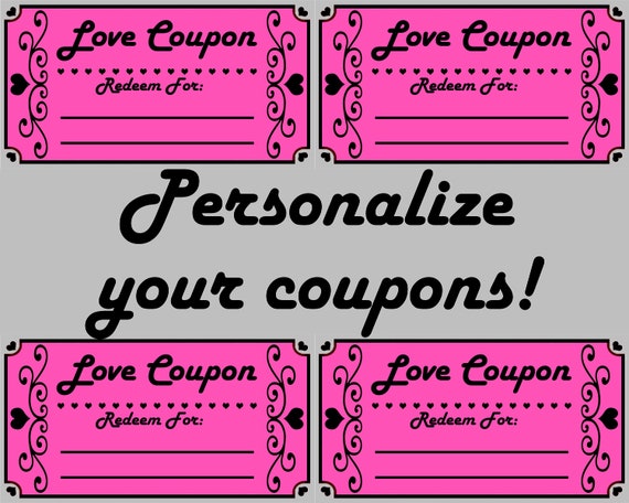 Personalized Love Coupon Book, Printable Love Coupons, Romantic Coupon  Book, Create Your Own Coupons, Valentine's Coupons, Anniversary Gift