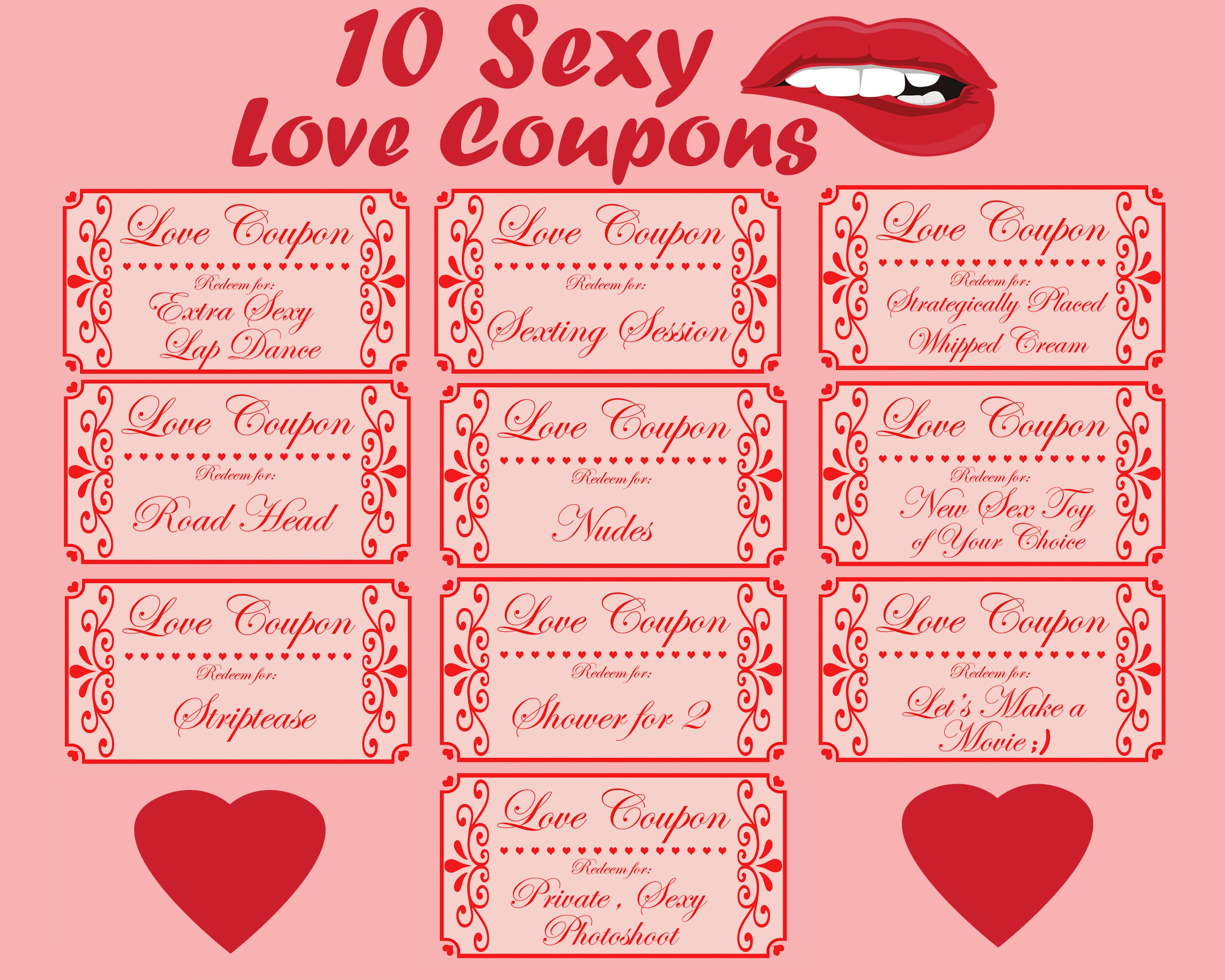 Canopy Street Cupones de amor divertidos y coquetos / Cupones para parejas  de 3 1/2 x 8 pulgadas / 15 recompensas románticas de cupones de relleno