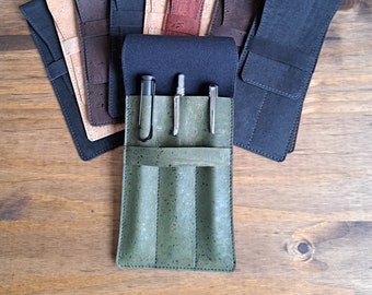 Porte-stylo plume en cuir vegan, Fait à la main en tissu de liège, Plusieurs tailles et couleurs disponibles,  Ecoresponsable