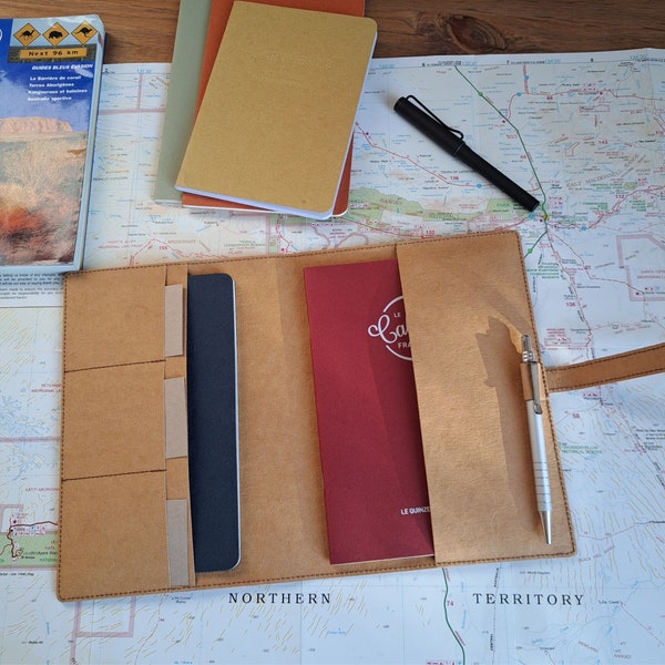 Housse de carnet durable fait à la main en papier lavable, végétalien, Plusieurs coloris et tailles, Cadeau personnalisé