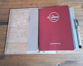 Funda de cuaderno minimalista hecha a mano con tela de corcho, Lista para enviar