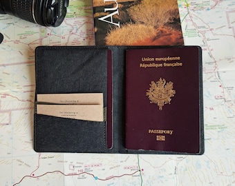 Customizable passport cover, Handmade from washable paper, Minimalist wallet, Birthday gift