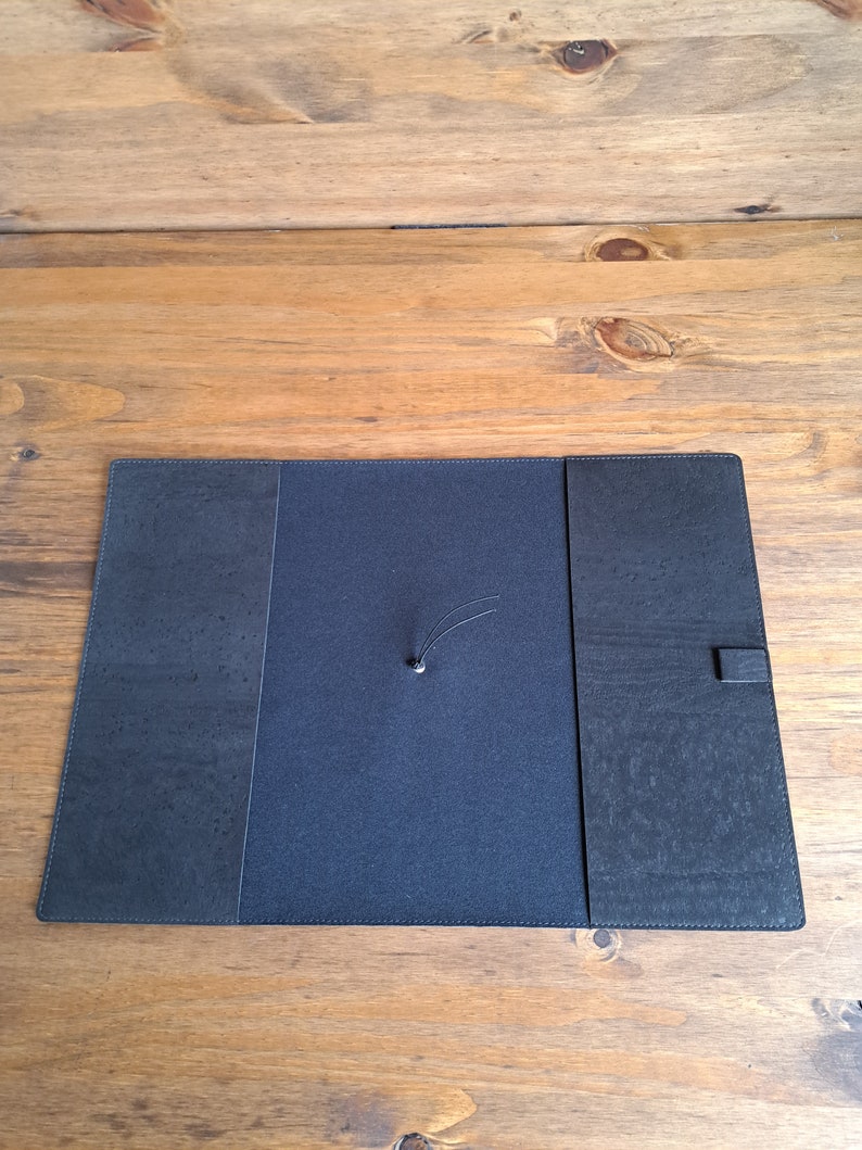 Copertina del taccuino minimalista realizzata a mano con tessuto di sughero, Pronta per la spedizione B5 / BLACK