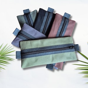 Trousse à stylo en tissu déperlant et papier lavable, fabriqué  à la main, Pochette pour pinceaux, Cadeau artisanal, Plusieurs couleurs
