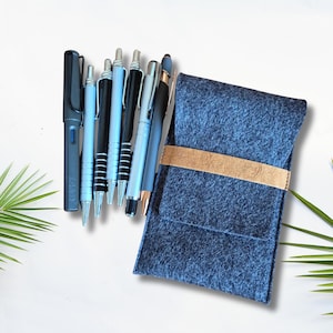 Porte-stylo plume, fait à la main en feutre végan et tissu de liège ou papier lavable, Plusieurs couleurs disponibles, Cadeau fait main